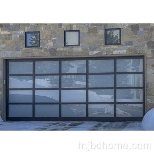 Porte à rouleau électrique porte de garage en verre en aluminium noir